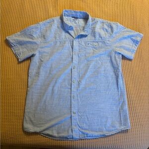 IZOD Dockside Short Sleeve Chambray 100% Cotton Men’s XL Button Down Shirt | EUC